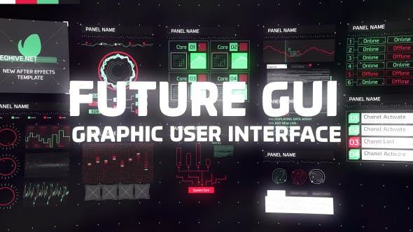 AE模板-未来高科技HUD元素图表元素动画 HUD and GUI