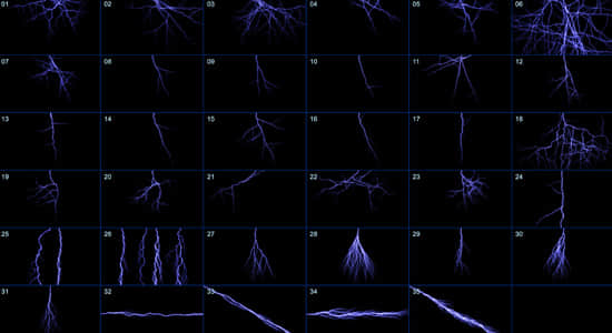 4K视频素材-35个雷击闪电特效合成动画素材 Lightning Pack