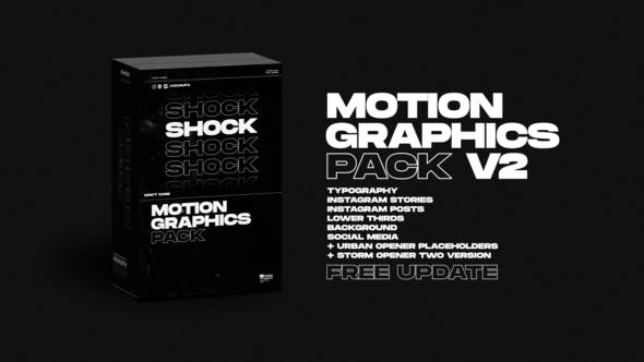 AE模板-时尚流行创意竖屏横屏文字标题排版封面设计动画包 Shock Motion Graphics Pack