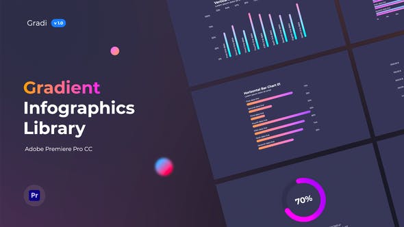 PR模板-95个彩色渐变信息数据图表展示动画 Gradient Infographics MOGRT