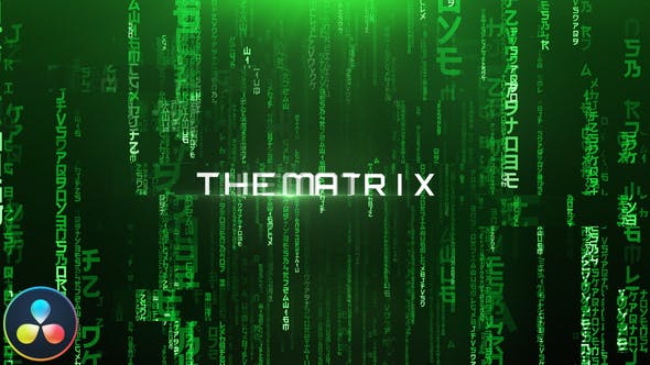 达芬奇模板-经典黑客帝国文字标题开场片头 The Matrix - Cinematic Titles