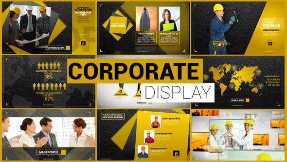 AE模板-橙黄色风格公司企业宣传介绍展示包装片头 Corporate Display