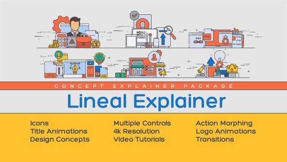 AE模板-线条风格概念设计MG图形场景动画 Lineal Explainer