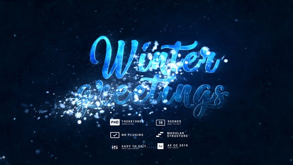 AE模板-唯美大气雪花粒子文字标题开场动画 Snowflakes Titles