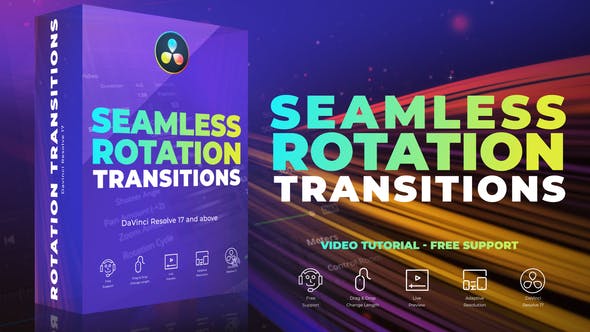 达芬奇模板-134个自定义目标点旋转过渡无缝视频转场预设 Seamless Rotation Transitions