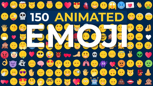 AE模板-150个扁平化Emoji表情动画包 Animated Emoji Pack v6.0