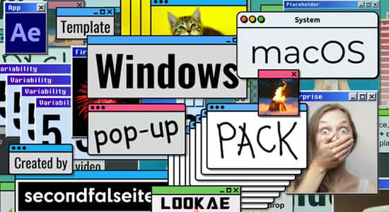 AE模板-个性化电脑弹窗动画 Windows macOS Pop-up Pack