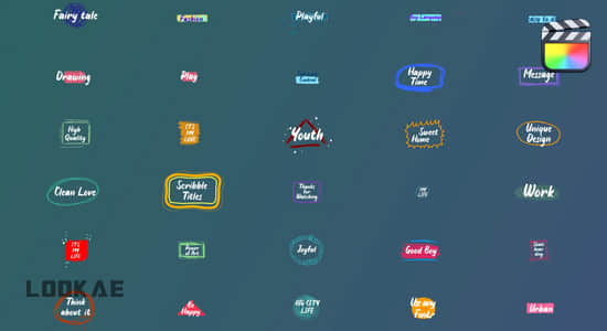 FCPX插件-30种手绘涂鸦文字标题动画 Scribble Titles