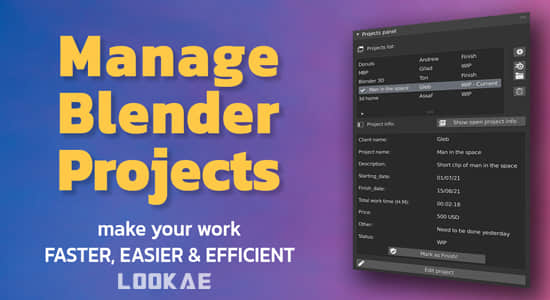 Blender插件-工程项目管理跟踪项目进度 Manage Blender Projects V2