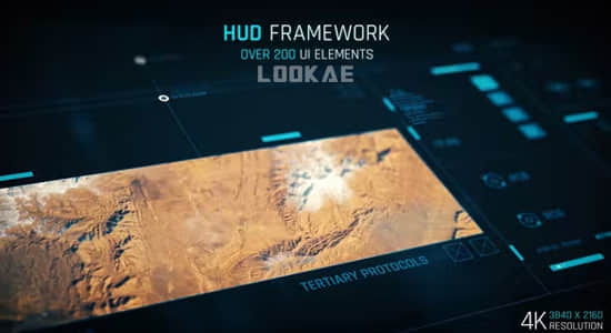 AE模板-200个科技感网格地图UI图标按钮图表屏幕图形动画 HUD - Framework