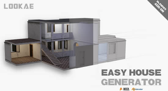 Blender插件-室内设计三维房屋搭建生成器 Easy House Generator