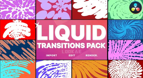 达芬奇模板-卡通流体图形遮罩过渡转场预设 Liquid Transitions DaVinci Resolve