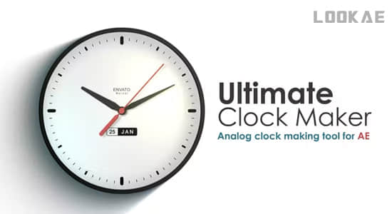 AE模板-简洁精美时钟表指针展示动画 Ultimate Clock Maker