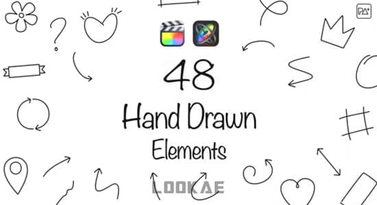 FCPX插件-48种创意手绘线条图形标注元素动画 Hand Drawn Elements