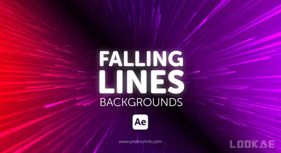 AE模板-彩色漂亮线条粒子流动背景动画 Falling Lines Backgrounds