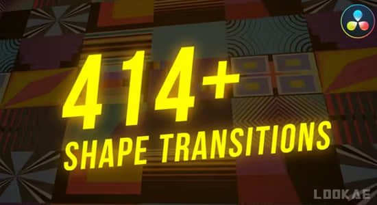 达芬奇模板-414种扁平化彩色图形转场过渡动画预设 Shape Transitions