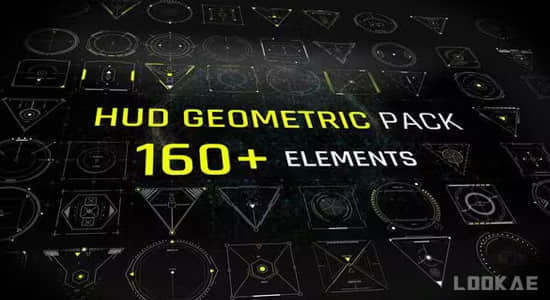 AE/PR模板-160个科技感全息界面HUD图形元素动画