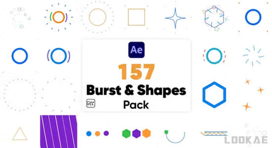 157个矢量彩色运动图形MG小动画AE模板 Burst and Shapes Pack