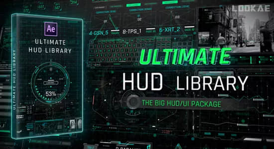 AE模板-未来图形元素HUD地图加载UI界面显示动画 Ultimate HUD Library