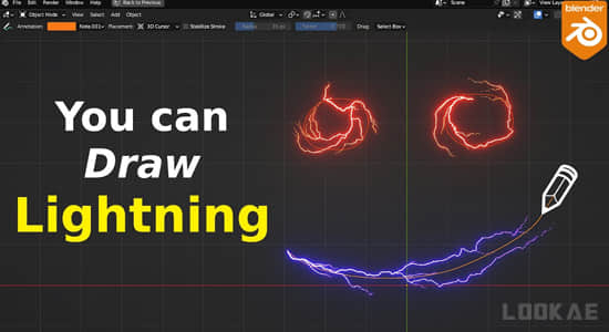 自定义路径电流闪电特效生成器资产Blender预设 Draw Lightning Generators V1.6