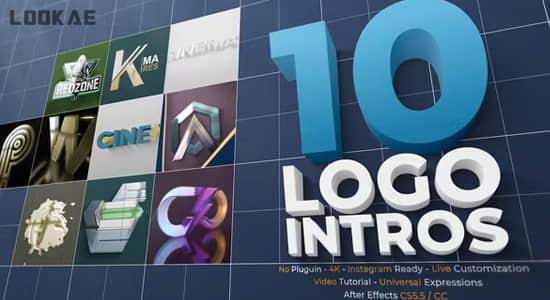 AE模板-10组简洁三维立体LOGO标志影视片头 Cinematic 3D Logo Intros Pack