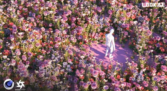 C4D教程-创意花丛场景制作 Creating a Floral Creative 3D Animation using Cinema 4D & Octane Render