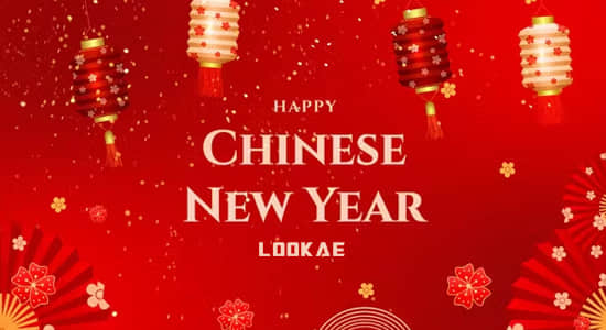 AE模板-红色喜庆中国新年快乐动画片头 Chinese New Year