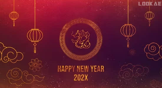 AE模板-中国风喜庆新年LOGO片头动画 Chinese New Year