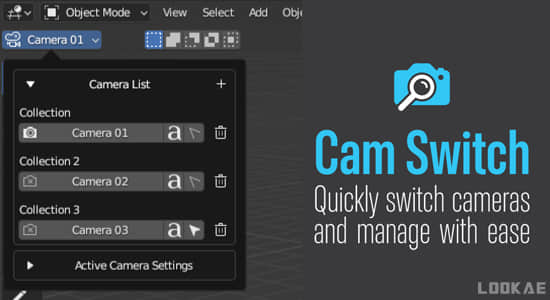 Blender插件-多个摄像机快速切换工具 Cam Switch V1.1