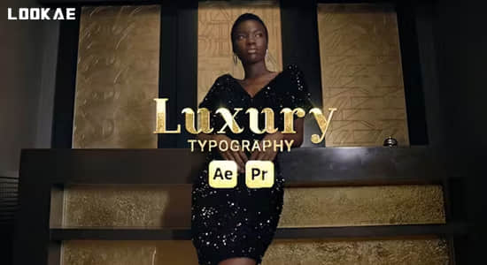 AE/PR模板-时尚奢华金色闪耀文字标题包装动画 Luxury Typography