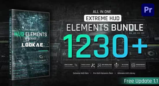 PR模板-1230组未来科技感HUD信息图形UI展示界面动画 Extreme HUD Elements Bundle