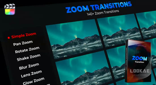 FCPX插件-136个终极多功能冲击缩放动态过渡无缝转场预设 Zoom Transition