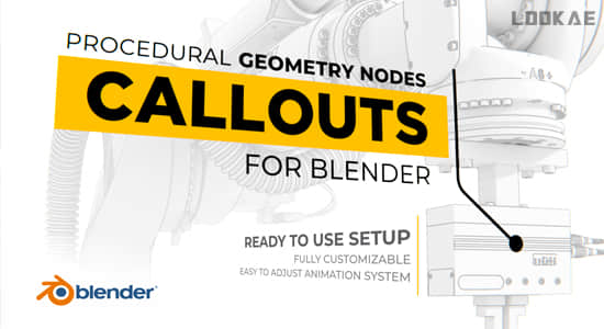 Blender预设-呼叫指示线动画资产 Procedural Geometry Nodes Callouts+使用教程