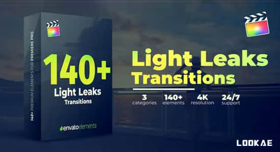 FCPX插件-90组镜头漏光光效叠加转场过渡预设 Light Leaks Transitions