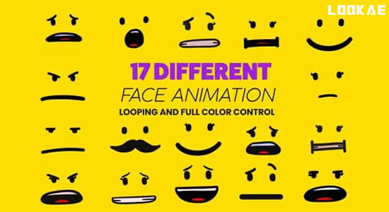 AE模板-可爱卡通脸部表情包动画 Cartoon Animated Face Pack 03