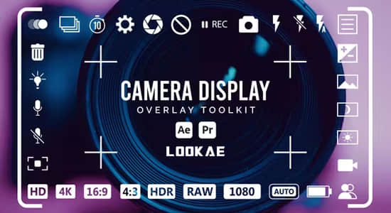 AE/PR模板-摄像机拍摄录制取景框叠加动画工具包 Camera Display Overlay Toolkit