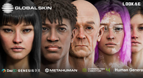 Blender插件-真实人物皮肤着色器材质贴图预设 Globalskin - Ultimate Skin Shader