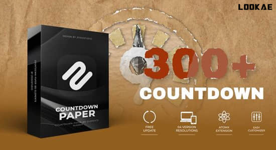 AE脚本-300种创意复古贴纸倒计时动画预设 Countdown Paper