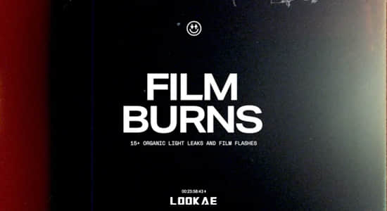 4K视频素材-21个复古电影胶片漏光刮痕纹理动画 Film Burns