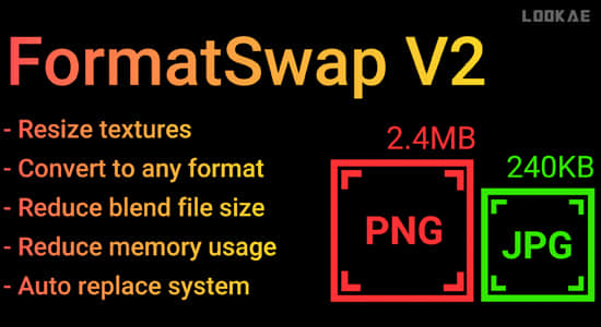 材质贴图格式转换Blender插件 Formatswap V2.0.2 - Texture Converter