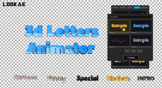 AE脚本-120个三维文字标题动画预设 3D Letters Animator v1.0