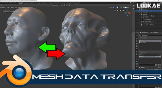 Blender插件-三维模型网格数据转移传送工具 Mesh Data Transfer V2.0.8